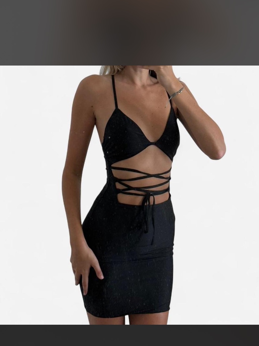 Strappy Black Cutout Bodycon Mini Dress